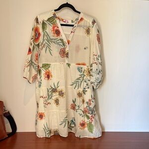 Johnny Was Multicolor Floral Long Sleeve Dress